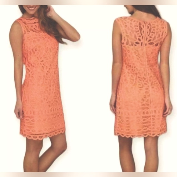 Lilly Pulitzer Tabitha Batt It Up Lace Dress in Sunrise Orange, Size Medium - Picture 1 of 12